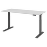 Bureau à hauteur réglable électriquement XMKA 19 G avec plateau blanc et pieds gris de hjh OFFICE PRO