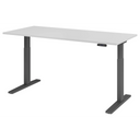 Bureau à hauteur réglable électriquement XMKA 19 G avec plateau blanc et pieds gris de hjh OFFICE PRO