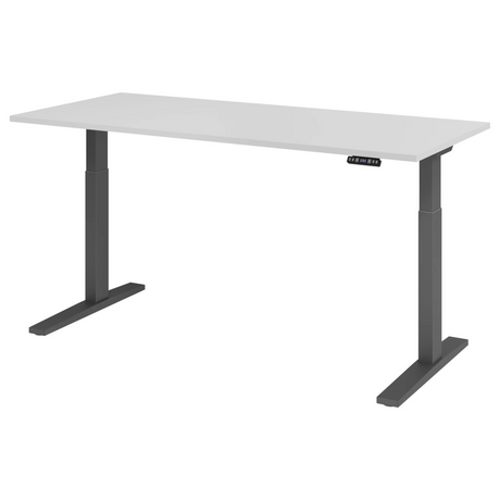 Bureau à hauteur réglable électriquement XMKA 19 G avec plateau blanc et pieds gris de hjh OFFICE PRO