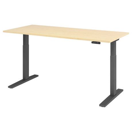 Bureau à hauteur réglable électriquement XMKA 19 G en érable avec structure noire de hjh OFFICE PRO