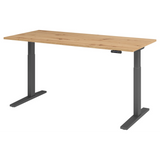 Bureau à hauteur réglable électriquement XMKA 19 G en chêne rustique avec piètement gris foncé de hjh OFFICE PRO
