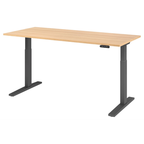 Bureau à hauteur réglable électriquement XMKA 19 G en chêne avec structure sombre de hjh OFFICE PRO