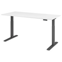 Bureau à hauteur réglable électriquement XMKA 19 G avec plateau blanc et pieds sombres de hjh OFFICE PRO