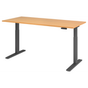 Bureau à hauteur réglable électriquement XMKA 19 G en hêtre avec structure sombre de hjh OFFICE PRO