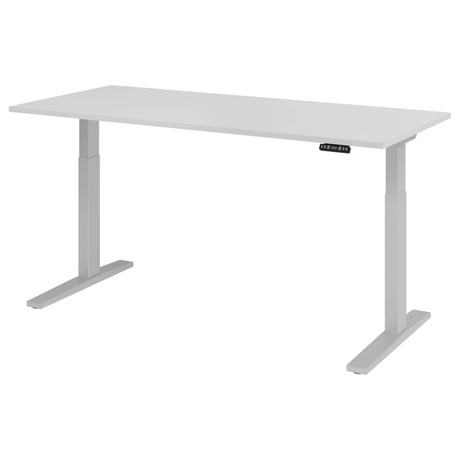 Bureau à hauteur réglable électriquement XMKA 19 S en gris avec panneau de commande numérique de hjh OFFICE PRO