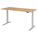 Bureau à hauteur réglable électriquement XMKA 19 S en chêne noueux avec piètement blanc de hjh OFFICE PRO