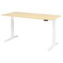 Bureau réglable en hauteur électriquement XMKA 19 W en érable avec piètement blanc de hjh OFFICE PRO