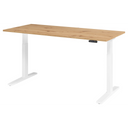 Bureau à hauteur réglable électriquement XMKA 19 W en chêne rustique avec piètement blanc de hjh OFFICE PRO