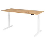 Bureau à hauteur réglable électriquement XMKA 19 W en chêne rustique avec piètement blanc de hjh OFFICE PRO