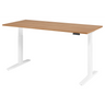 Bureau à hauteur réglable électriquement XMKA 19 W avec plateau en noyer et piètement blanc de hjh OFFICE PRO