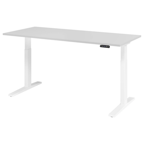 Bureau à hauteur réglable électriquement XMKA 19 W en gris avec panneau de commande numérique de hjh OFFICE PRO