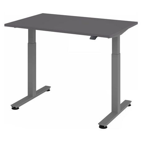 Bureau à hauteur réglable électriquement XMST 12 G en graphite avec piètement en T de hjh OFFICE PRO