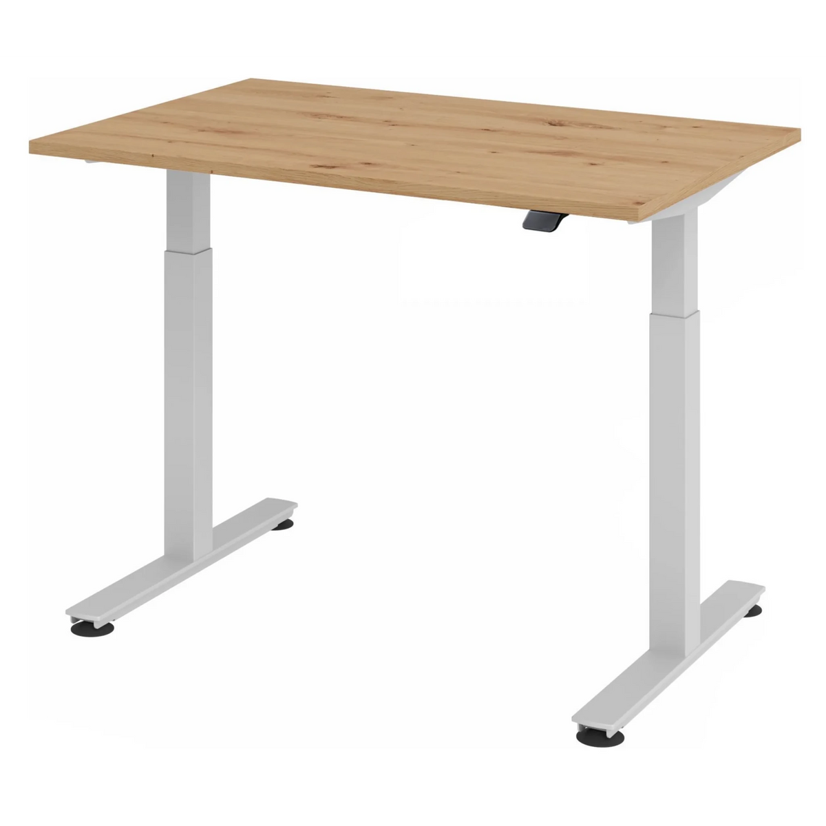 Bureau à hauteur réglable électriquement XMST 12 S avec plateau en chêne rustique et piètement blanc de hjh OFFICE PRO
