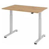 Bureau à hauteur réglable électriquement XMST 12 S avec plateau en chêne rustique et piètement blanc de hjh OFFICE PRO