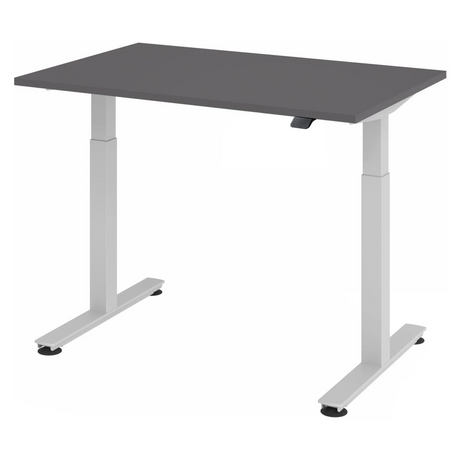 Bureau à hauteur réglable électriquement XMST 12 S en graphite avec piètement blanc de hjh OFFICE PRO