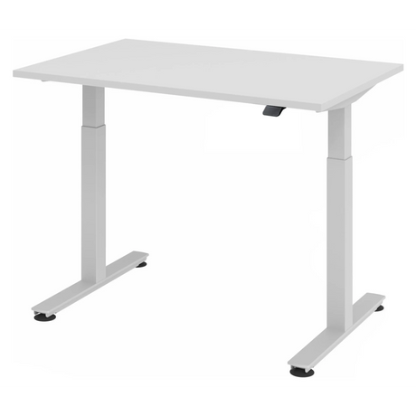 Bureau à hauteur réglable électriquement XMST 12 S en gris avec deux pieds en T de hjh OFFICE PRO