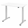 Bureau à hauteur réglable électriquement XMST 12 S en blanc avec plateau rectangulaire de hjh OFFICE PRO