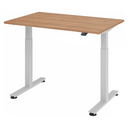 Bureau réglable en hauteur électriquement XMST 12 S en noyer avec structure blanche de hjh OFFICE PRO