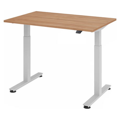Bureau réglable en hauteur électriquement XMST 12 S en noyer avec structure blanche de hjh OFFICE PRO