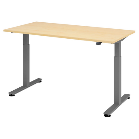 Bureau à hauteur réglable électriquement XMST 16 G en érable avec piètement gris de hjh OFFICE PRO
