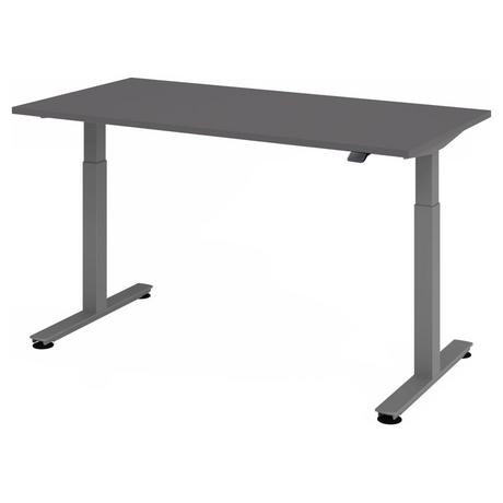 Bureau à réglage électrique de la hauteur XMST 16 G en graphite avec plateau rectangulaire de hjh OFFICE PRO