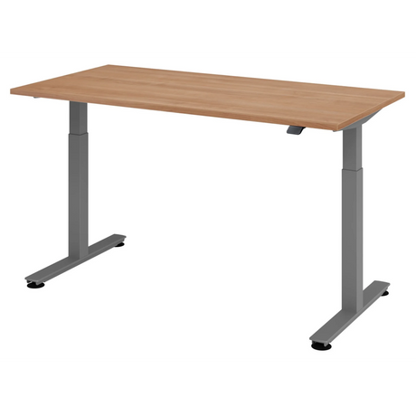 Bureau réglable en hauteur électriquement XMST 16 G aspect noyer avec piètement gris de hjh OFFICE PRO