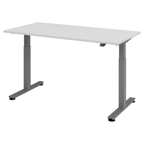 Bureau réglable en hauteur électriquement XMST 16 G avec plateau et structure gris de hjh OFFICE PRO