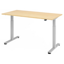 Bureau à hauteur réglable électriquement XMST 16 S en érable avec structure argentée de hjh OFFICE PRO