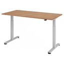 Bureau réglable en hauteur électriquement XMST 16 S aspect noyer avec piètement blanc de hjh OFFICE PRO
