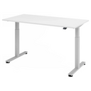 Bureau à hauteur réglable électriquement XMST 16 S en blanc avec plateau rectangulaire de hjh OFFICE PRO