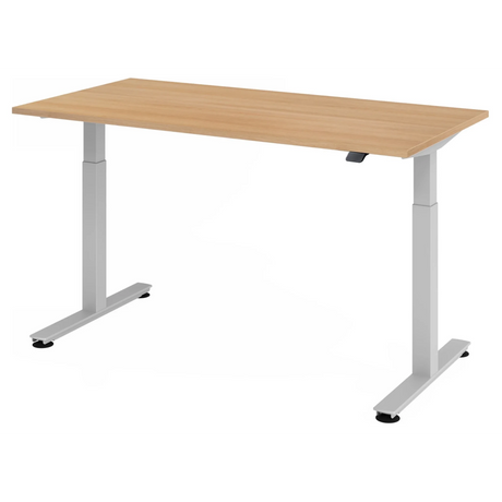 Bureau à hauteur réglable électriquement XMST 16 S aspect chêne avec structure blanche de hjh OFFICE PRO