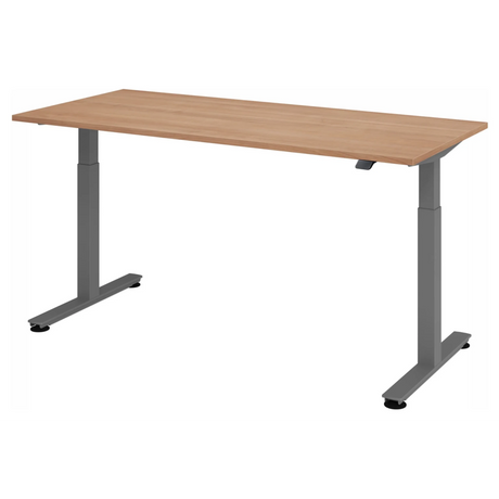 Bureau à hauteur réglable électriquement XMST 19 G aspect noyer avec structure grise de hjh OFFICE PRO