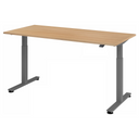 Bureau à hauteur réglable électriquement XMST 19 G effet chêne avec pieds gris de hjh OFFICE PRO