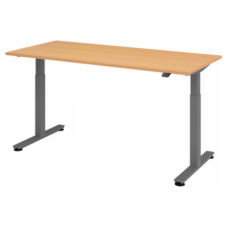 Bureau à réglage électrique de la hauteur XMST 19 G en hêtre avec pieds gris de hjh OFFICE PRO