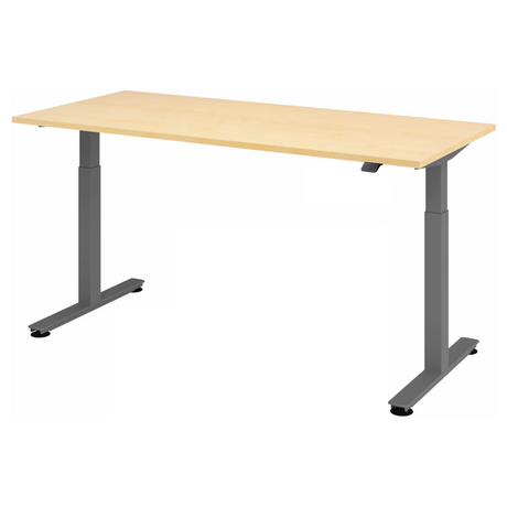 Bureau à hauteur réglable électriquement XMST 19 G en érable avec pieds gris de hjh OFFICE PRO