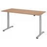 Bureau réglable en hauteur électriquement XMST 19 S avec plateau en noyer et structure argentée de hjh OFFICE PRO