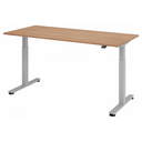 Bureau réglable en hauteur électriquement XMST 19 S avec plateau en noyer et structure argentée de hjh OFFICE PRO