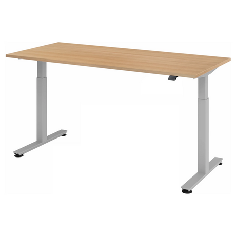 Bureau à hauteur réglable électriquement XMST 19 S en chêne avec structure gris clair de hjh OFFICE PRO