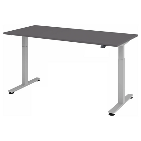 Bureau à réglage électrique de la hauteur XMST 19 S en graphite avec piètement argenté de hjh OFFICE PRO