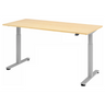 Bureau à hauteur réglable électriquement XMST 19 S en érable avec structure argentée de hjh OFFICE PRO