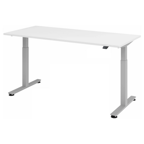 Bureau à réglage électrique de la hauteur XMST 19 S en blanc avec piètement en T de hjh OFFICE PRO