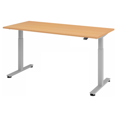 Bureau à réglage électrique de la hauteur XMST 19 S en hêtre avec piètement gris clair de hjh OFFICE PRO