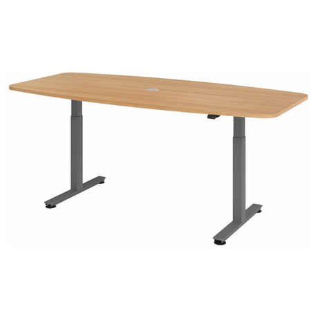 Bureau à hauteur réglable électriquement XMST 22 G en chêne avec pieds gris de hjh OFFICE PRO
