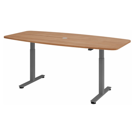 Bureau réglable en hauteur électriquement XMST 22 G aspect noyer avec structure grise de hjh OFFICE PRO
