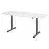 Bureau à hauteur réglable électriquement XMST 22 G en blanc avec passe-câbles de hjh OFFICE PRO