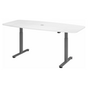 Bureau à hauteur réglable électriquement XMST 22 G en blanc avec passe-câbles de hjh OFFICE PRO