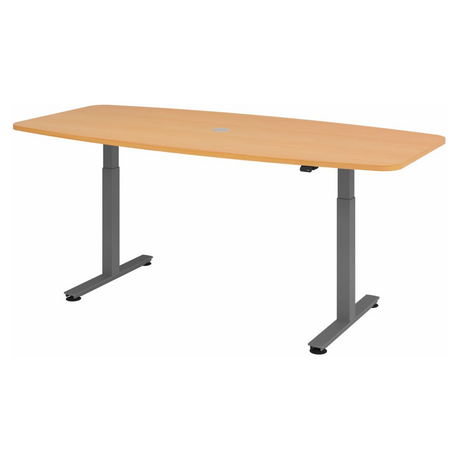 Bureau à hauteur réglable électriquement XMST 22 G en hêtre avec piètement gris de hjh OFFICE PRO