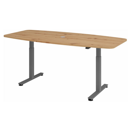 Bureau à hauteur réglable électriquement XMST 22 G en chêne noueux avec pieds gris de hjh OFFICE PRO