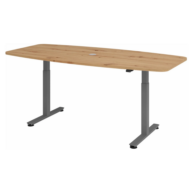 Bureau à hauteur réglable électriquement XMST 22 G en chêne noueux avec pieds gris de hjh OFFICE PRO