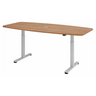 Bureau à hauteur réglable électriquement XMST 22 S en noyer avec piètement blanc de hjh OFFICE PRO